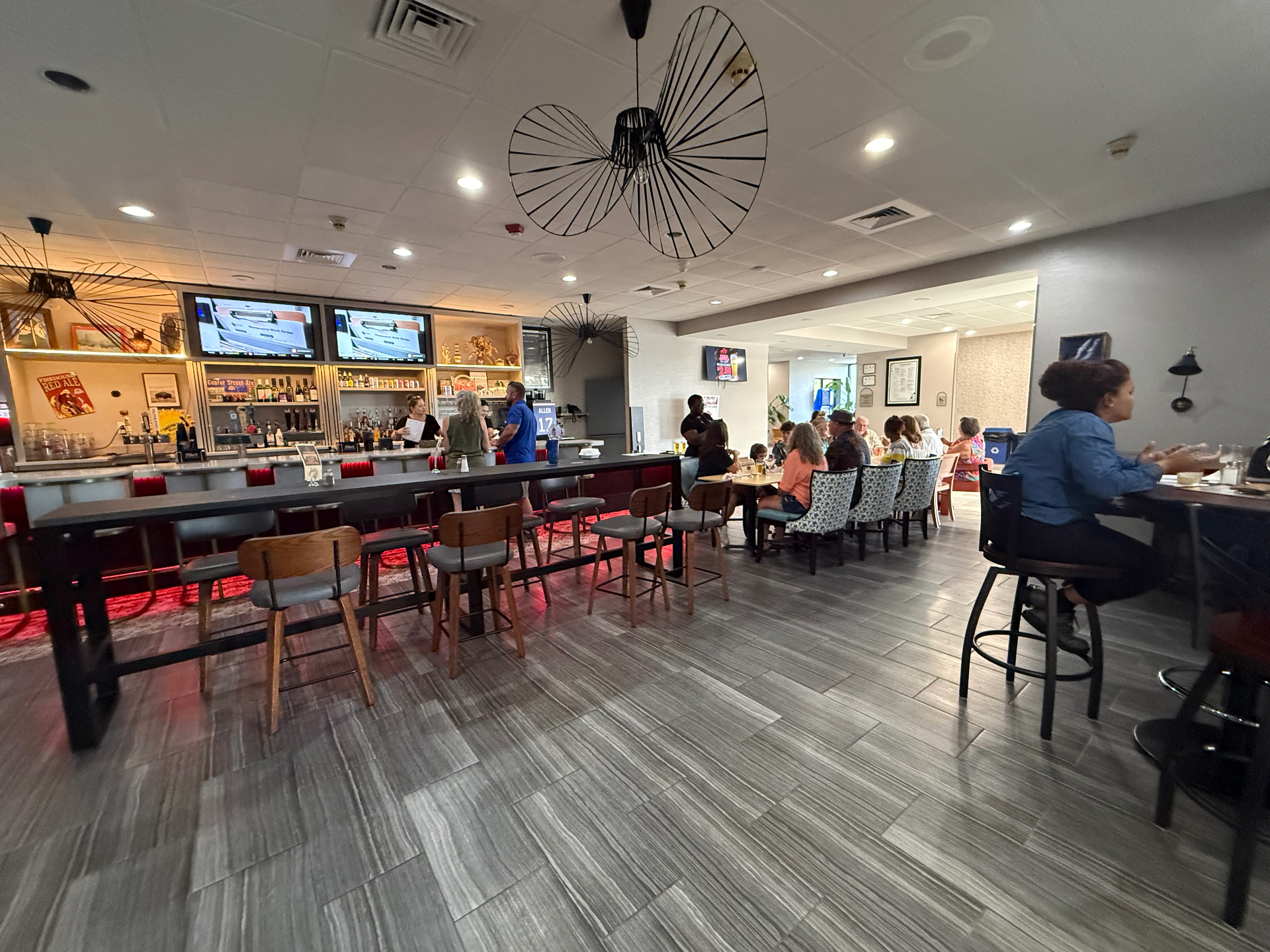 Warm dining room at Red Buffalo Bar and Grille